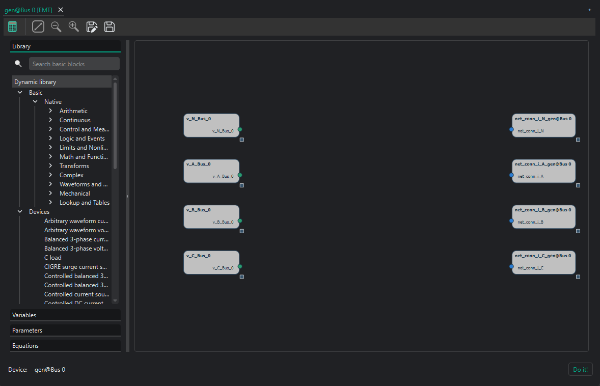 EMT editor initial blocks