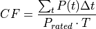 CF = \frac{\sum_t P(t)\Delta t}{P_{rated} \cdot T}