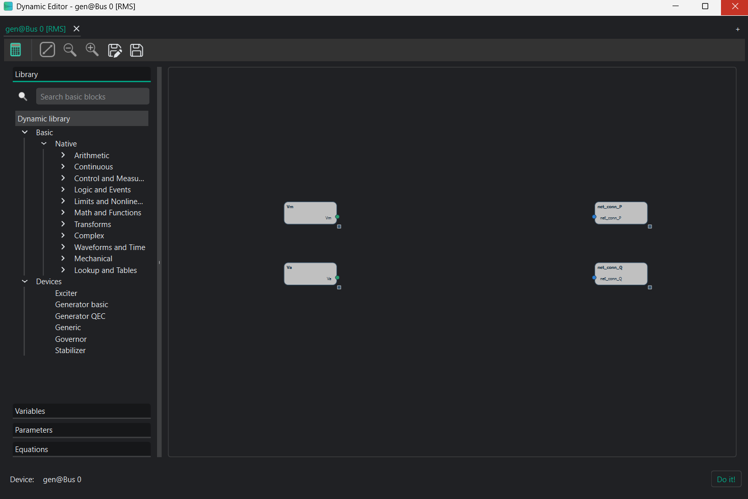RMS editor with initial blocks