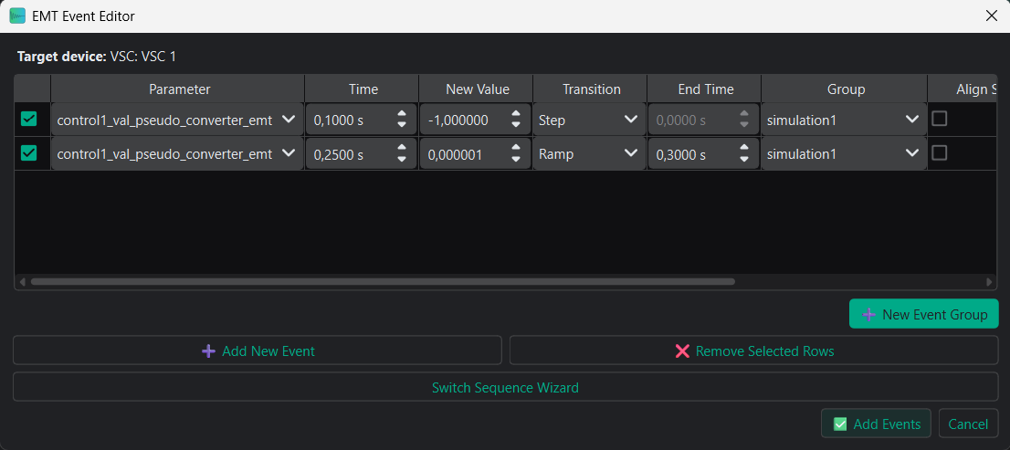 EMT event editor