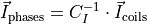 \vec{I}_\text{phases} = C_I^{-1} \cdot \vec{I}_\text{coils}