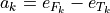 a_k = e_{F_k} - e_{T_k}