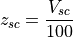 z_{sc} = \frac{V_{sc}}{100}