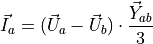 \vec{I}_{a} = (\vec{U}_{a} - \vec{U}_{b}) \cdot \dfrac{\vec{Y}_{ab}}{3}