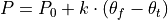 P = P_0 + k \cdot (\theta_f - \theta_t)