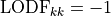 \operatorname{LODF}_{kk} = -1
