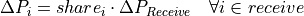 \Delta P_i = share_i \cdot \Delta P_{Receive} \quad \forall i \in receive